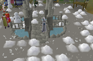 Varrock Square in snow during the 2007 Christmas event