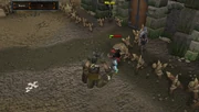 A player battling against trolls