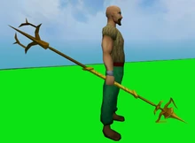 Golden chaotic spear equipped