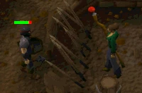 Gracz używający czaru Fire blast