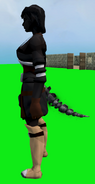 A player wearing the skeletal tail