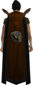 Retro hooded dungeoneering cape equipped