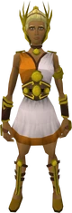 Gold athlete's outfit equipped