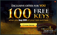 Treasure Hunter buy 200 get 100 promo