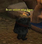 An Imcando dwarf chanting "Bron Uffon Afgi Bami".