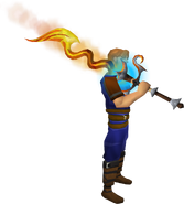 A player with the Blazing flamberge equipped