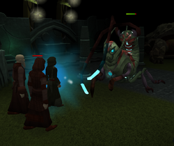 Fiara battles Enakhra's wizards.