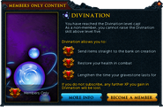 Interface about the benefits of members after getting level 5 Divination.