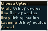 The "Choose Option" right click options for an item that is worn in the main-hand or off-hand equipment slot.