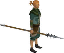 Steel hasta equipped