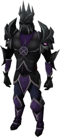 A player wearing a full set of Torva armour.