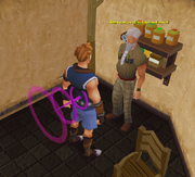 Aubury teleporting a player to the Rune Essence Mines