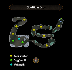 The path through the dungeon, starting from the top left and going to the upper right