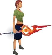 A player wielding The Burning Truth