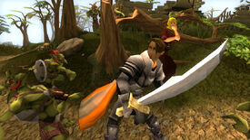 Ozan saving a woman from updated goblins in Lumbridge Forest.