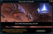 Interface about the Refer a Friend programme when entering Daemonheim for the first time.