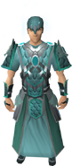 A male player wearing Iceheart armour