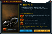 Interface about the benefits of members after getting level 5 Thieving.