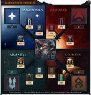 The interface for the Astromancer credits rewards