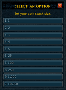 The configure interface for the ring of coins