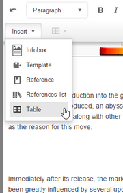 VE advanced - insert table