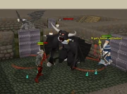 You and the Wise Old Man battle through the dungeon.