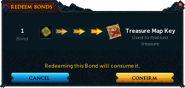Confirmation for redeeming a bond for missing loot from the treasure map