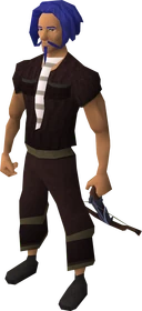 Off-hand mithril crossbow equipped