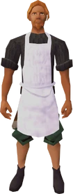 White apron equipped