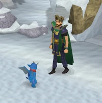 A snow imp being summoned in the Land of Snow