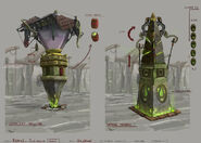 Concept art of machines from the factory.