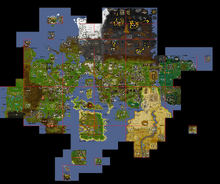 RuneScape map from May 2006 with all music areas marked on it.