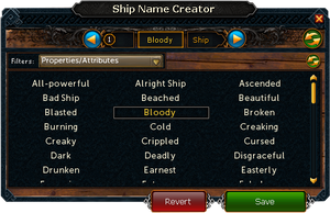 Ship name creator interface