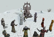 Lucien pulls up  from his icy cave.