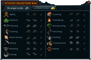 Statue collection bag interface (Strange rocks)