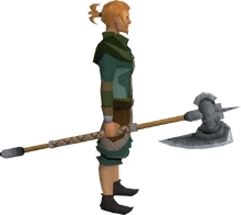 Steel halberd equipped