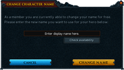 Change character name interface