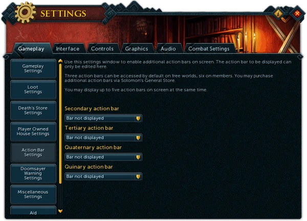 Settings (Gameplay) interface