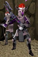 Shadow Dharok wearing a Santa hat during Christmas.
