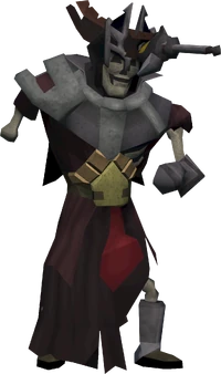 "Bone Face", with Thok's sword stuck in his head.