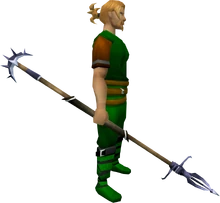Zamorakian spear equipped