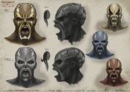 Concept art of the faces of the Mahjarrat.