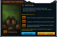 Interface about the benefits of members after getting level 5 Hunter.