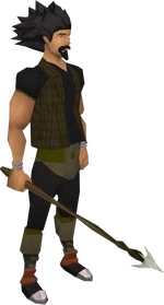 Barb-tail harpoon equipped