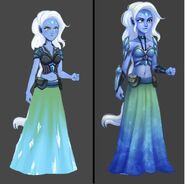 A before and after picture showing the progression of the character art.