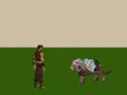 A skypouncer adult performing the "Cat treat delivery" emote.