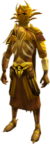 Golden warpriest of Zamorak set equipped