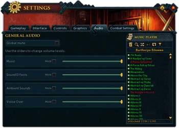 The "Audio Options" selections.