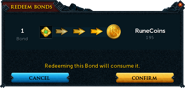 Confirmation for redeeming a bond for RuneCoins