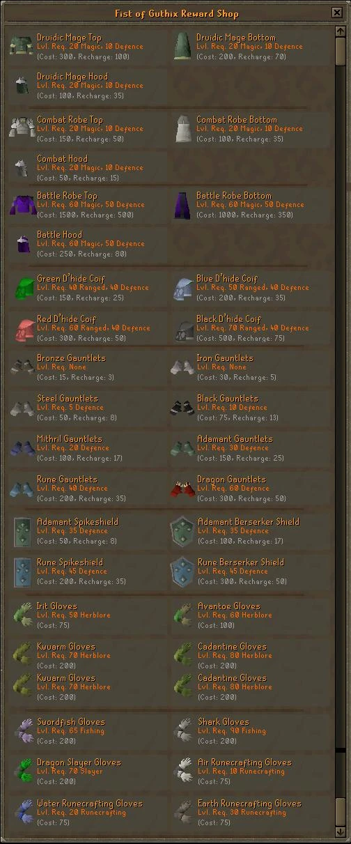 Fist of guthix winkel